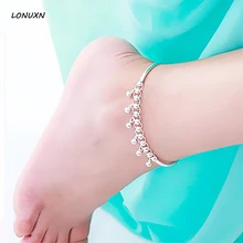 23cm999 sterling silver lucky girl Bohemia female Korean Anklet retro minimalist Japan female student summer jewelry crown bells