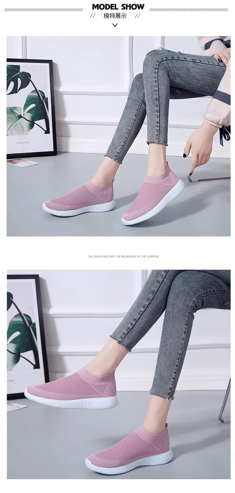 Hot Sell Sock Sneakers Women Pink Outdoor Mesh Shoes Breathable Woman's Footwear Female Girl zapatillas deporte mujer Size 35-44 (1)