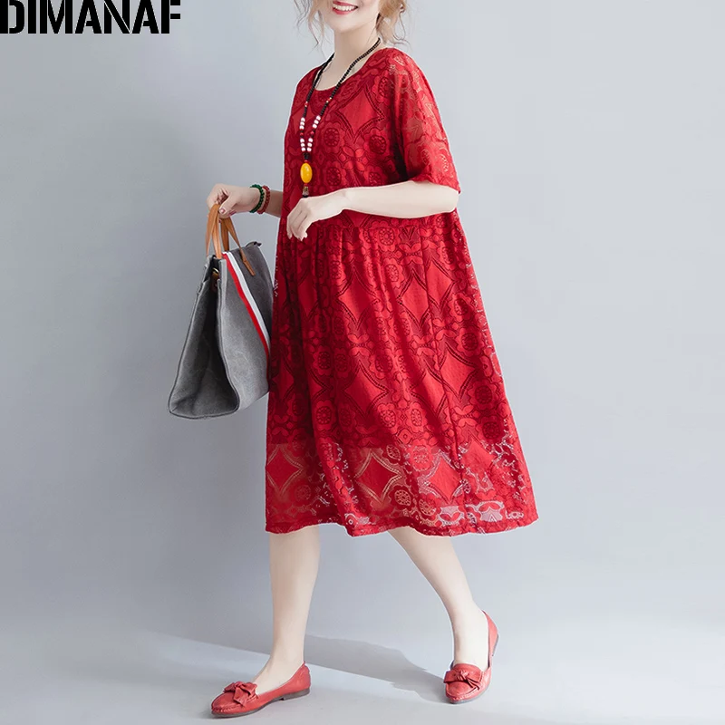DIMANAF Women Dress Summer Plus Size 2018 New Female Elegant Lace Vestidos Loose Oversized Hollow Out Sexy Lady Dresses Clothing DIMANAF Women Dress Summer Plus Size 2018 New Female Elegant Lace Vestidos Loose Oversized Hollow Out Sexy Lady Dresses Clothing