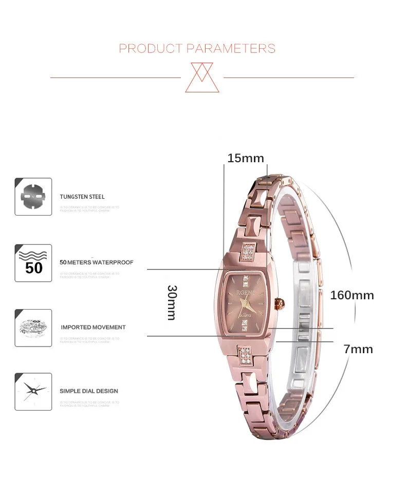 Роскошные женские часы, браслет из вольфрамовой стали, Кварцевые женские наручные часы с бриллиантами, водонепроницаемые повседневные женские часы, розовое золото, черный цвет