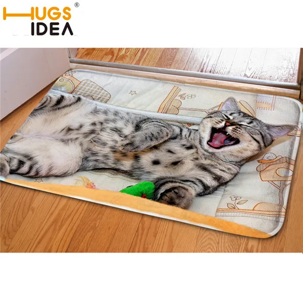 HUGSIDEA 3D Kawaii Cat Print Добро пожаловать Коврики для спальни прихожей ковер Противоскользящий мягкий коврик для гостиной кухни Tapetes - Цвет: CA5241CN