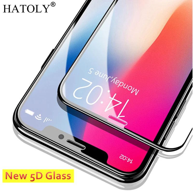 5D закаленное стекло для iPhone X Стекло 9H полное покрытие изогнутое Защита экрана Apple