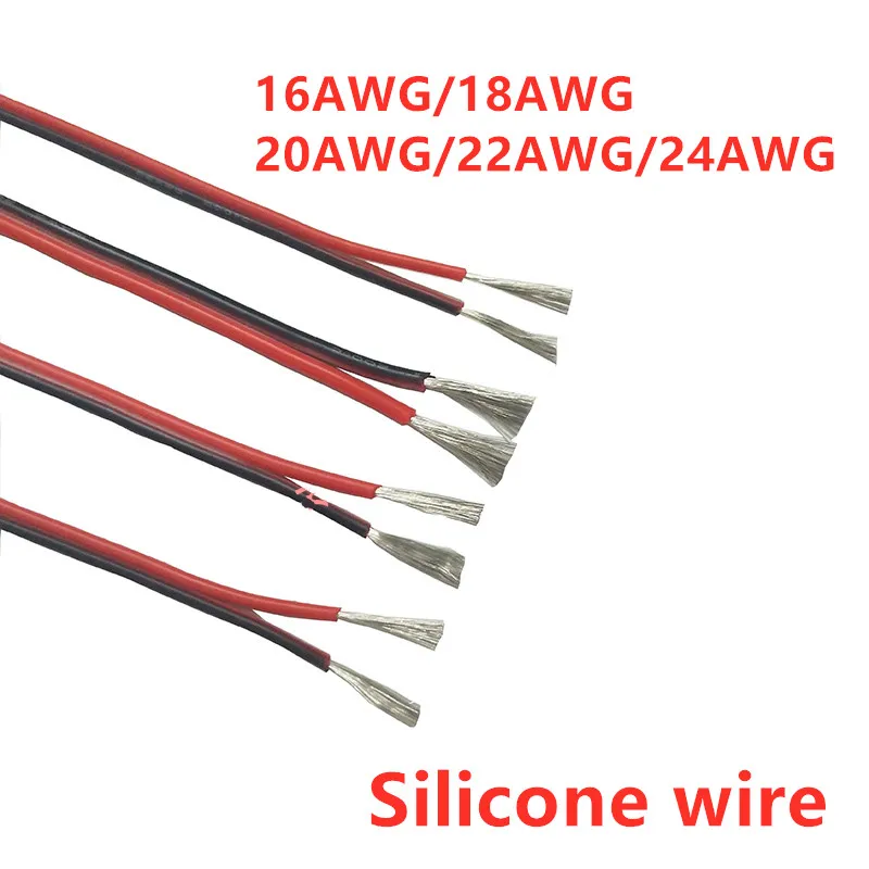 1 метр 2 контактный удлинитель провод шнур 16AWG 18/20/22/24awg цвет черный и красный