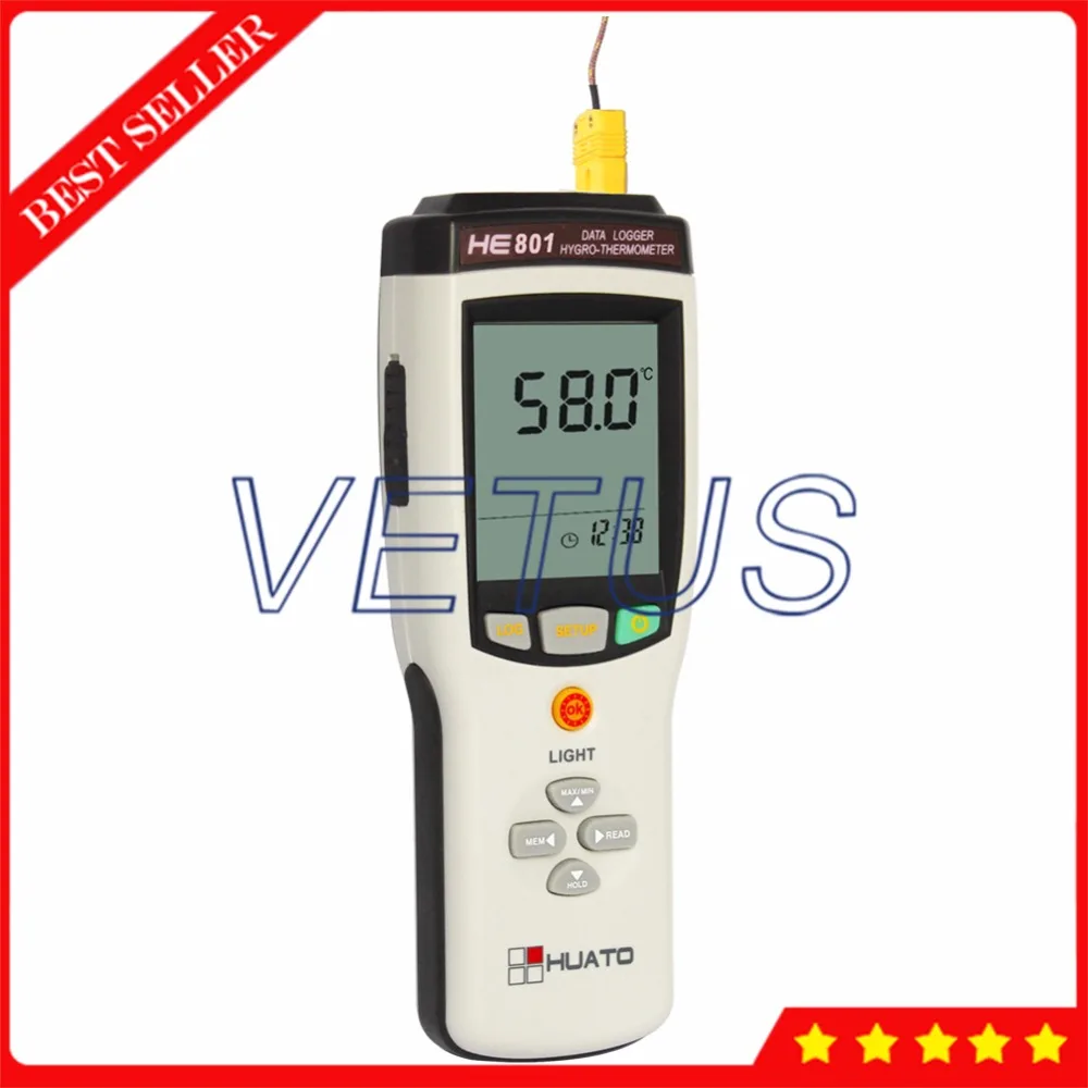 

HE801 Digital K J E T R S N B Type Thermocouple Thermometer Data Logger Probe Temperature Tester -200~1800C Single Channel