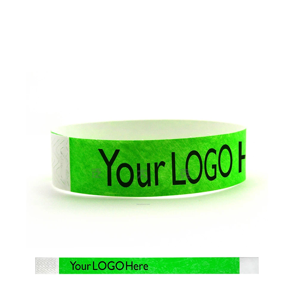 1 color logo/text printing waterproof custom wristband, custom tyvek paper wristbands