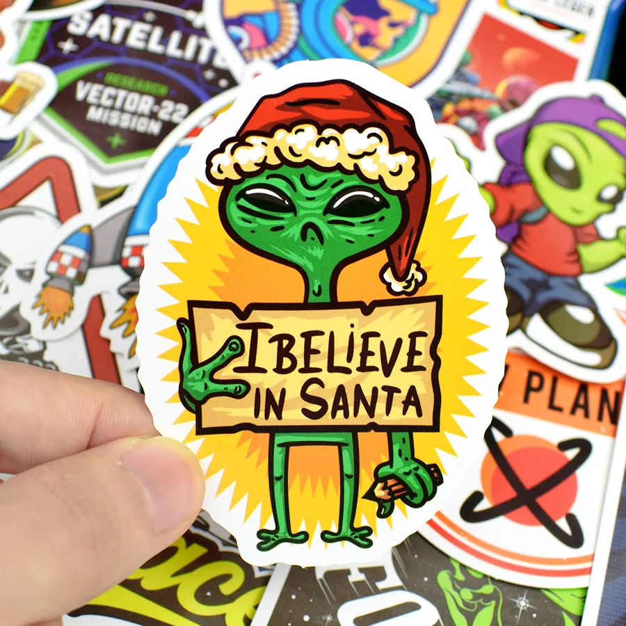 50 قطعة الخارجي الفضاء ملصقات لعب للأطفال الغريبة UFO رائد الفضاء سفينة الصواريخ الكوكب ملصقا ل سكرابوكينغ سكيت محمول