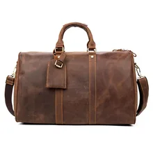 BOLEKE Винтаж Crazy Horse кожа Для Мужчин's дорожные сумки Tote Сумка Подлинная кожаная сумка для багажа Для мужчин сумка через плечо сумки из натуральной кожи