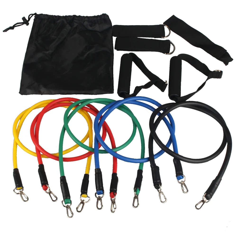 11pcs Resistance Bands Yoga Pilates Crossfit Fitness Equipment Elastic Pull Rope Workout Power Latex Tube Band Set Exercise