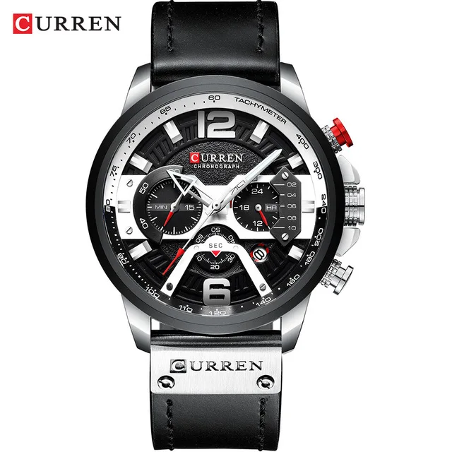 CURREN Sports Wrist Watch Men Luxury Waterproof Relogio Masculino Fashion Brand Military Men's Wristwatch Quartz Black White - Цвет: black black white