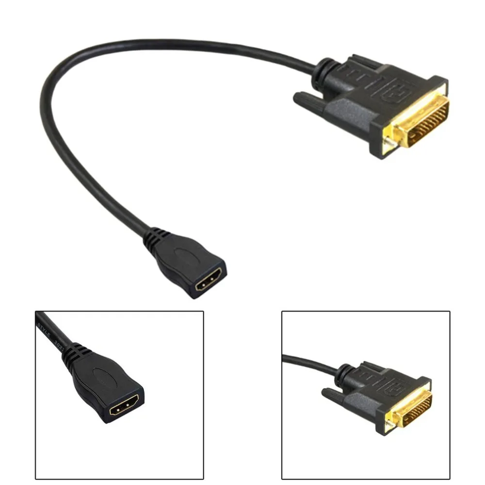 Черный DVI к HDMI адаптер компьютер с аудио dvi общественный 24 + 1 поворот hdmi мама HD