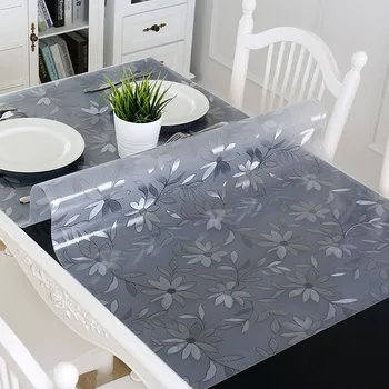 

Waterproof Tablecloth PVC Transparent Tablecloth with pattern Kitchen Table Cover Oil Cloth Soft Glass Tablecloth 1.0 mm