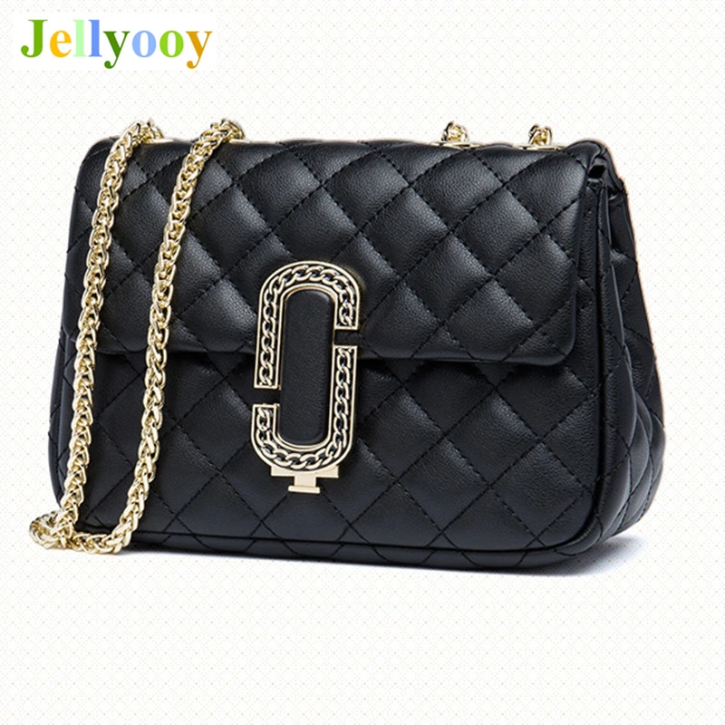 

Brand Diamond Lattice Sheepskin Chain Bag Women Chain Shoulder Bags Crossbody Bags for Women Genuine Leather Plaid Messenger Bag