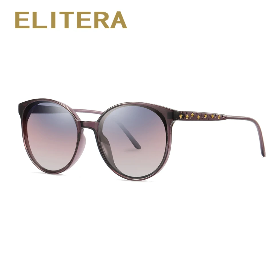

ELITERA Fashion Round Womens Oversized Sunglasses Shades Brand Designer Star Decoration Frame Eyewear UV400