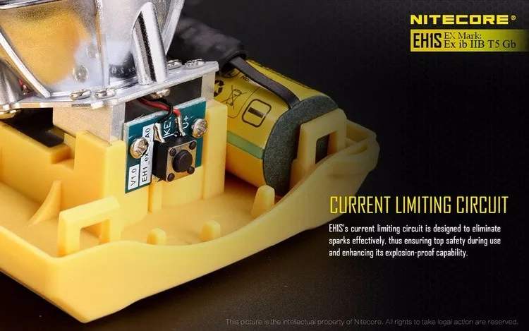 NITECORE 1x18650 искробезопасный безопасная фара EH1s для подземных рабочих пожаротушения нефти корабль бесплатная доставка