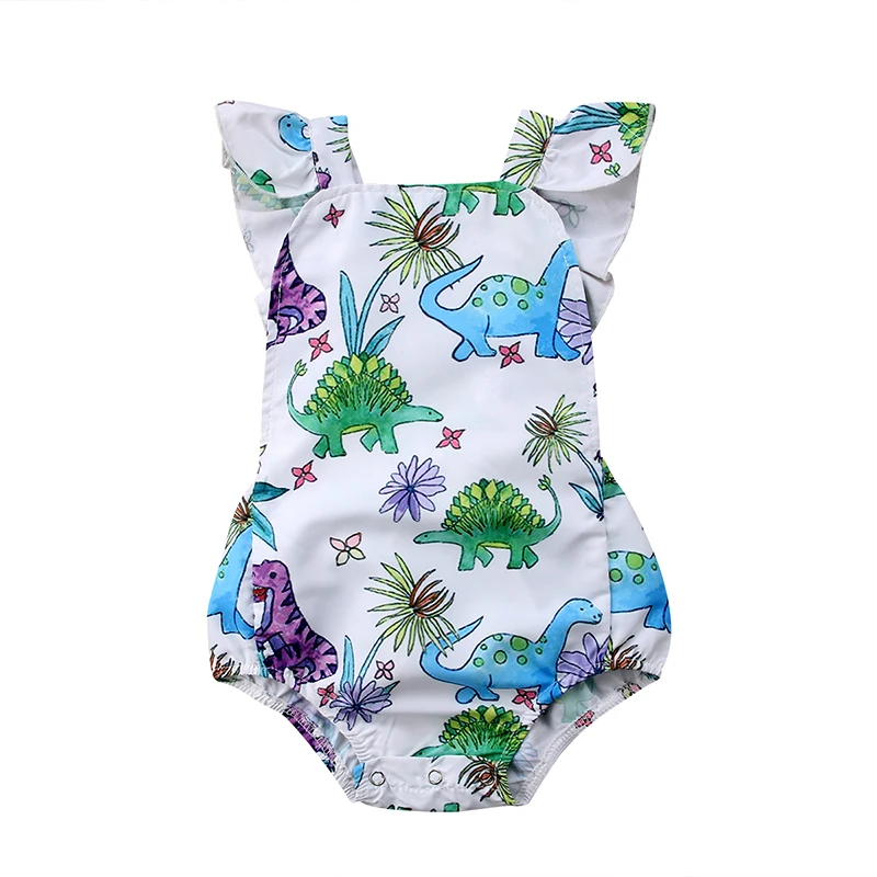 

Dinosaur Romper 2018 Newborn Infant Baby Girl Ruffles Sleeveless Cartoon One Pieces Jumpsuit Outfits Summer Clothes