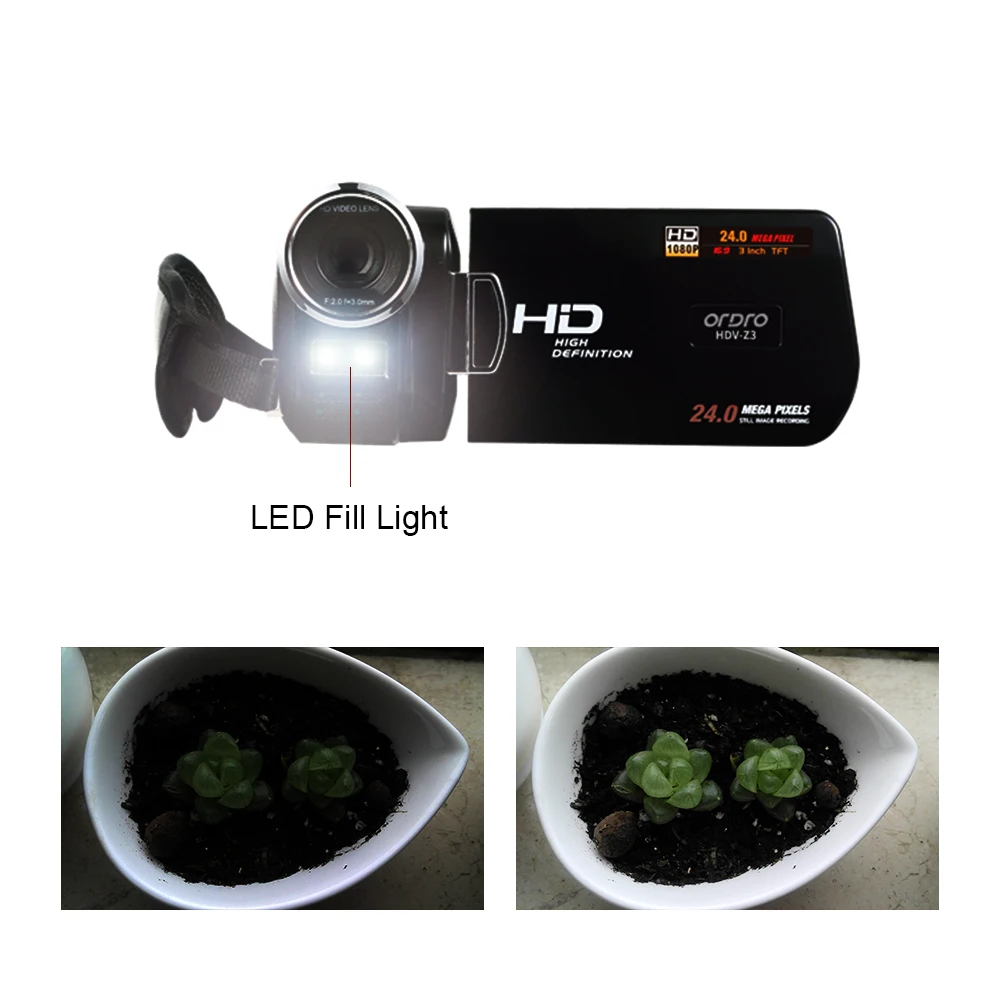 Ordro Портативная Цифровая видеокамера HDV Z3 1080P FHD 24.0MP 16X цифровой зум Мини с 3 0