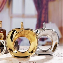 New Ceramic Apple crafts large size creative fashion ceramic plated silver and gold apple ornaments furnishings