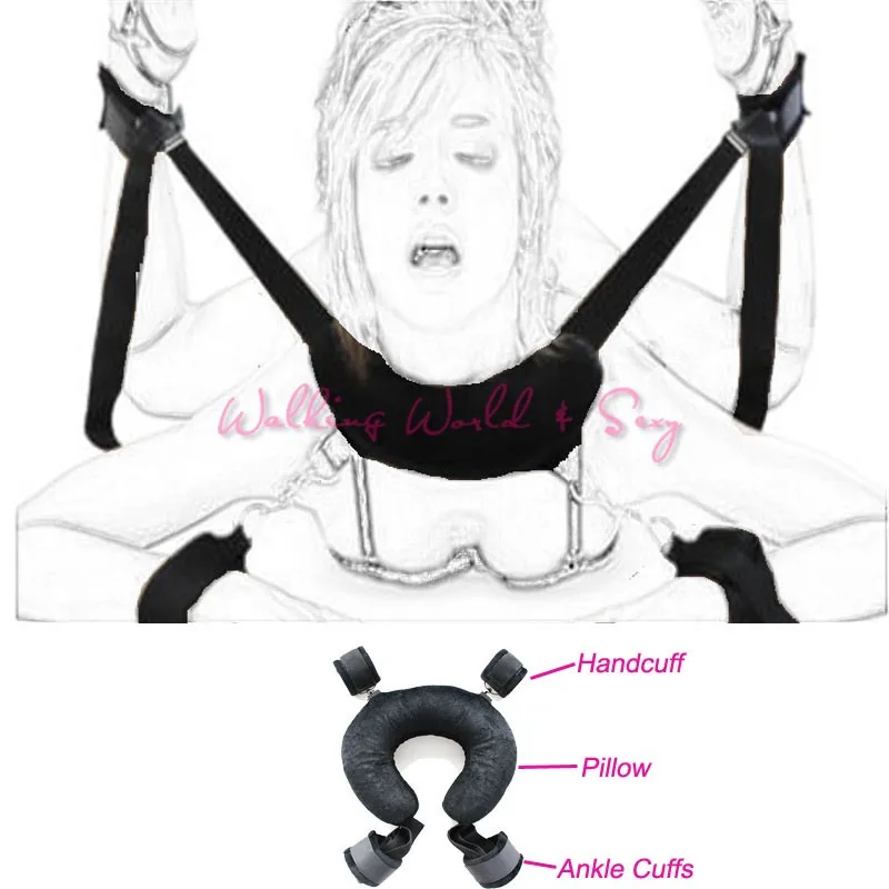 Sex Pillow With Ankle Cuffs Open Leg Bondage Restrain Sex Swing Chairs Fetish Sexual Position Aid Sex Toys For Couple Adult Game  (3)