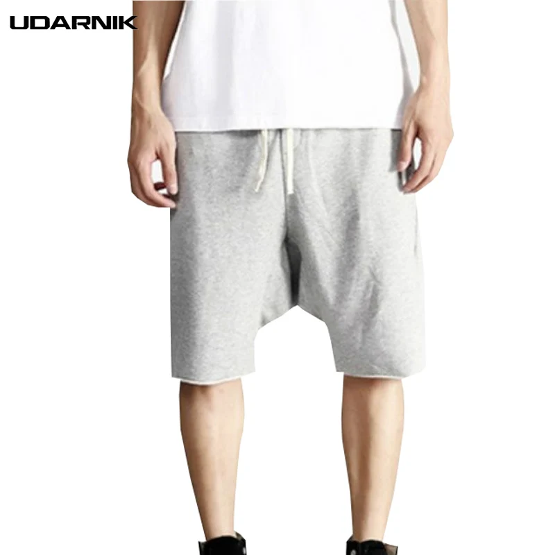 Высокие уличные мужские летние шорты длиной до колена, хлопковые, хип-хоп, модные, свободные, на шнурке, короткие, черные, серые, 201-999