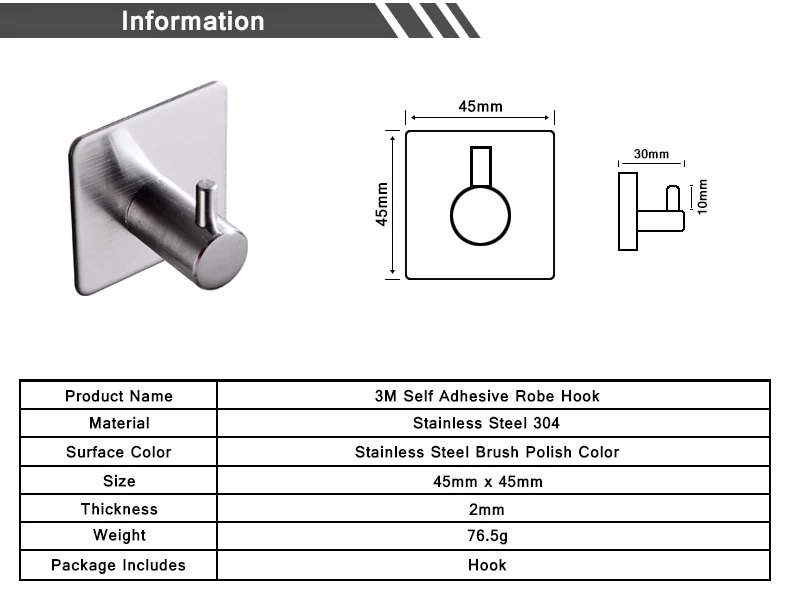 Bulux ванная комната туалет самоклеющиеся крючок для халата 1 крючки матовый нержавеющая сталь настенный крючок-держатель аксессуары для ванной IFG741