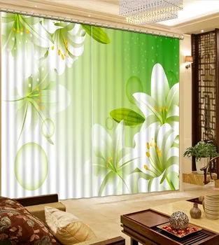

Modern Fashion Window Blackout Curtain fresh flower Curtains For Home Painting Curtains Green Curains Drapes