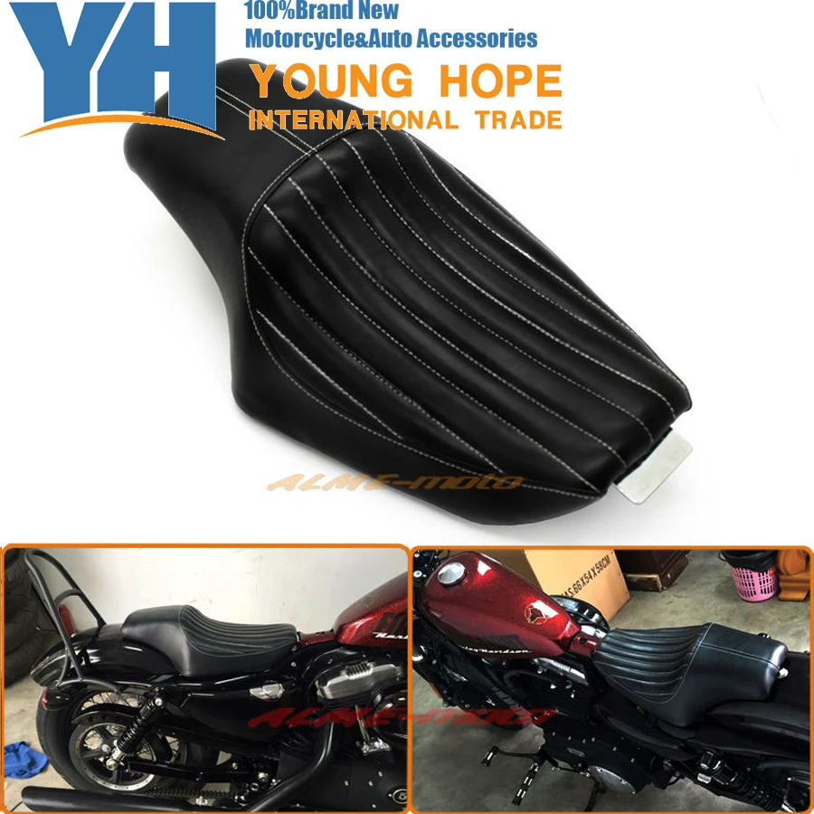 Motorcycle Driver Front Rear Passenger Seat Two Up Seat Black For