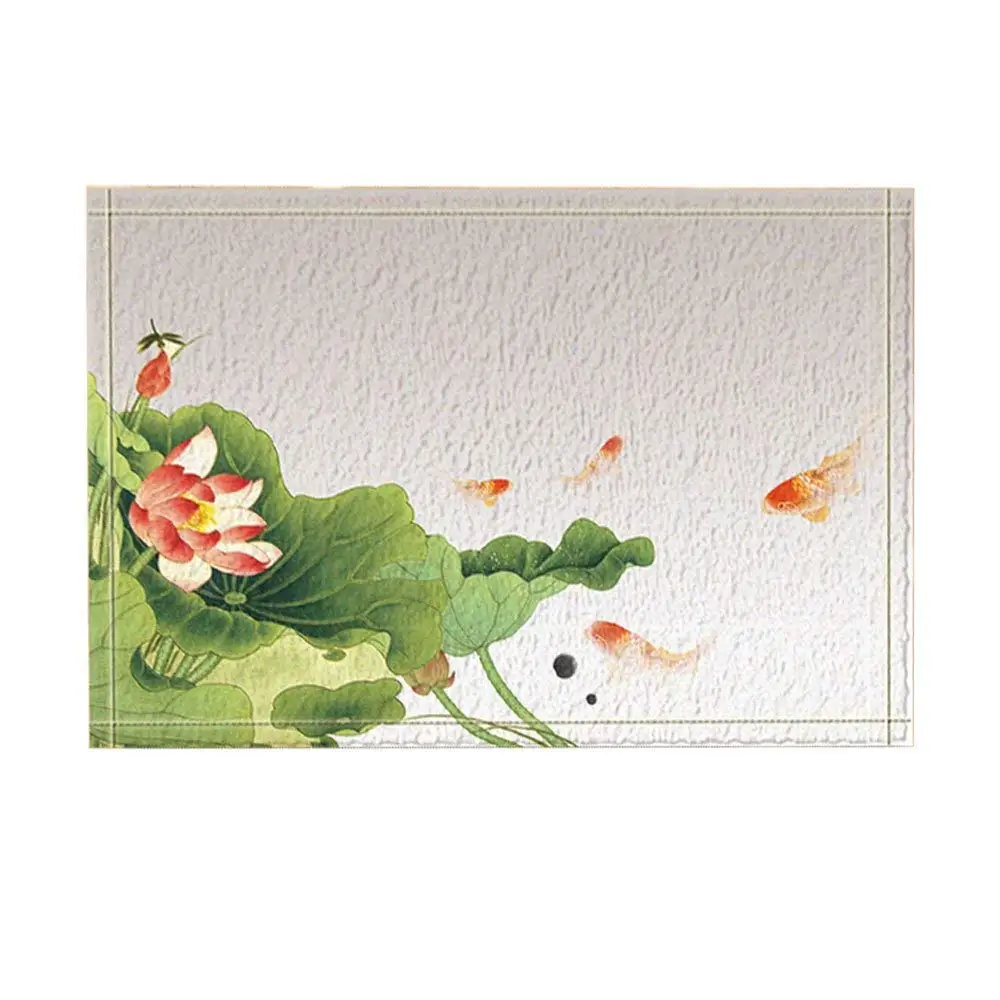 Акварельные Цветы Декор несколько красных Карпов плавать под зеленым листком лотоса коврик для ванной нескользящий коврик для двери