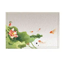 Акварельные Цветы Декор несколько красных Карпов плавать под зеленым листком лотоса коврик для ванной нескользящий коврик для двери