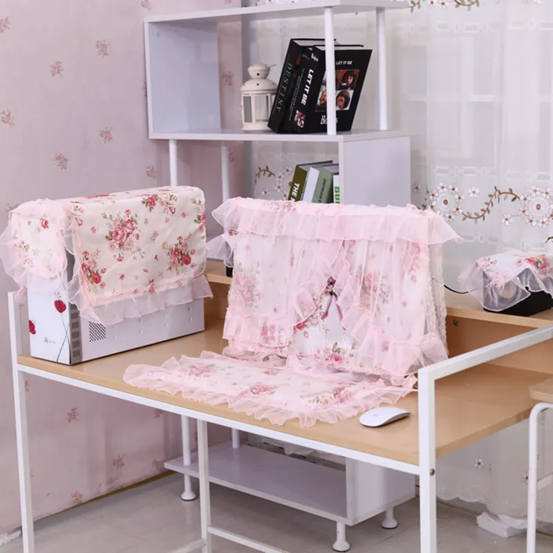 

5 pcs Desktop Computer Cover Sets 2018 New Lace Icd Monitor Dust Proof Desk Decoration Table Cover Audio Player Dust Covers