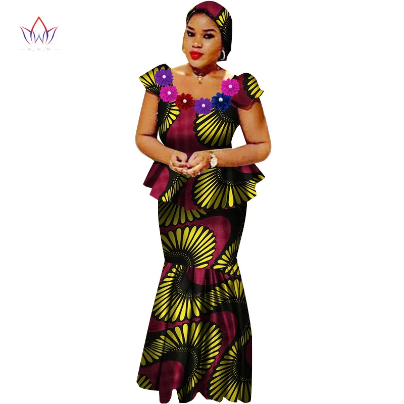 African Bazin Riche Dresses for Women Set Clothes Skirt Top Sets for Women High Waist Skirt Long African Skirt Plus Size WY2564