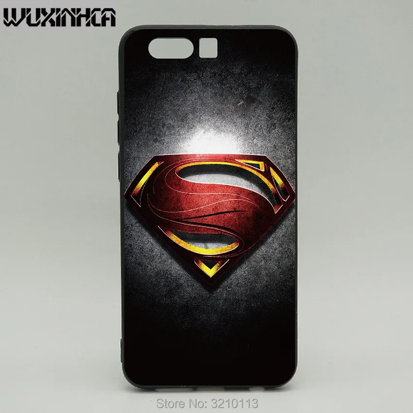 

WUXINHCA For huawei honor 9 V9 V10 8 lite mate 8 9 pro silicone Case Superman Logo Patterned Black Soft TPU phone Cases