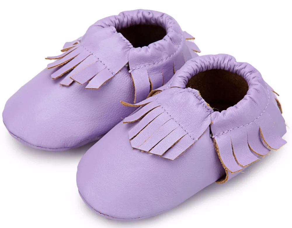 2016 Retail Cow Leather Baby Light Purple Moccasins Girls Kids spring