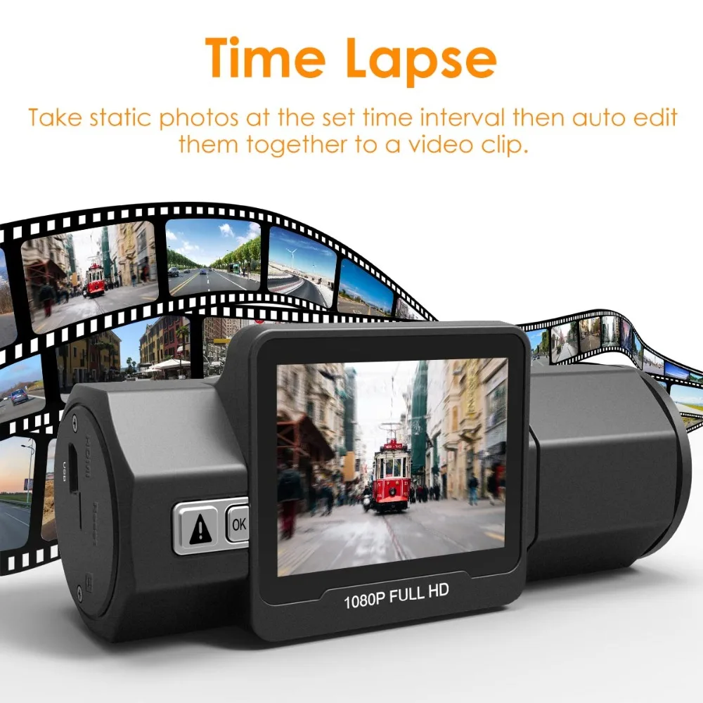Vantrue T2 Dash Camera NT96655 Video Recorder 160 Degree View Wave Guard Packing Monitor Night Vision G-Sensor Car DVR Camera  (8)