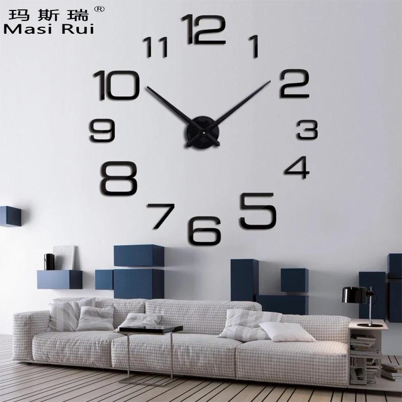 Большие настенные часы для дома акриловые декора гостиной кварцевые с иголкой