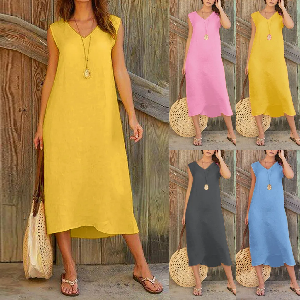 

2019 Summer Dress Women Plus Szie 6XL Dress Sleeveless Boho Style Short Beach Dress Sundress Casual Shift Dresses Vestidos xin1