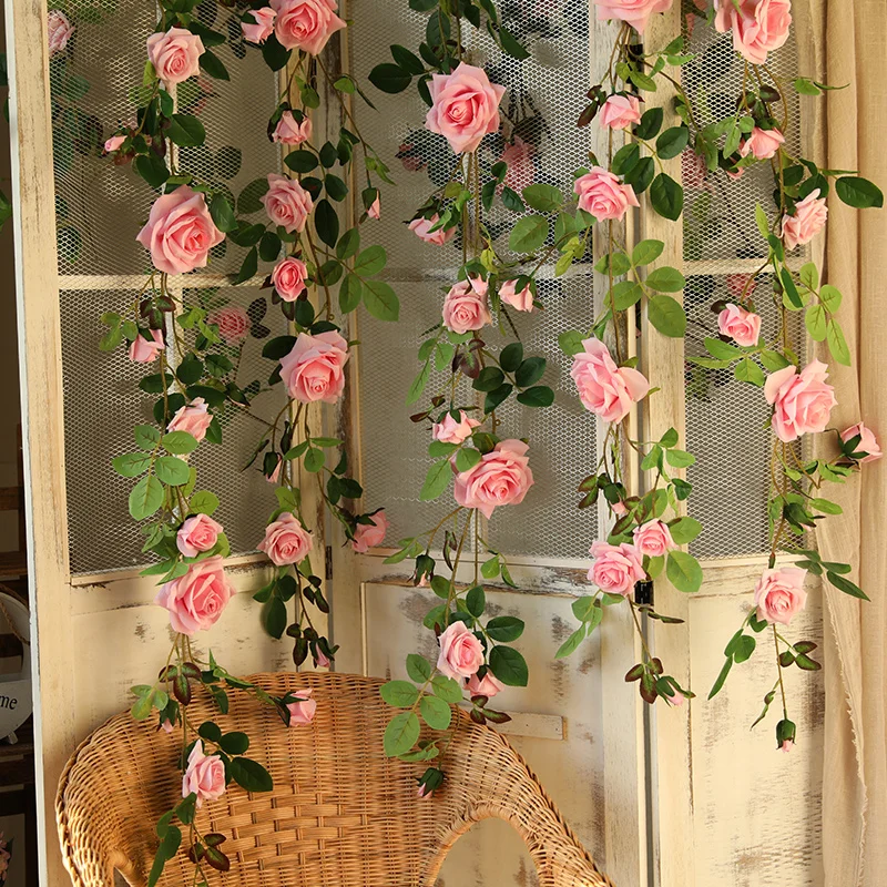 yumai 180см 18 голов роз цветок вайн искусственные цветы венок свадебные украшения