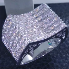 Oro Blanco de 10KT Joyería de la Marca 156 Unids choucong Piedra 5A piedra del Zircon Wedding Band Anillo Sz 5-11 envío gratis