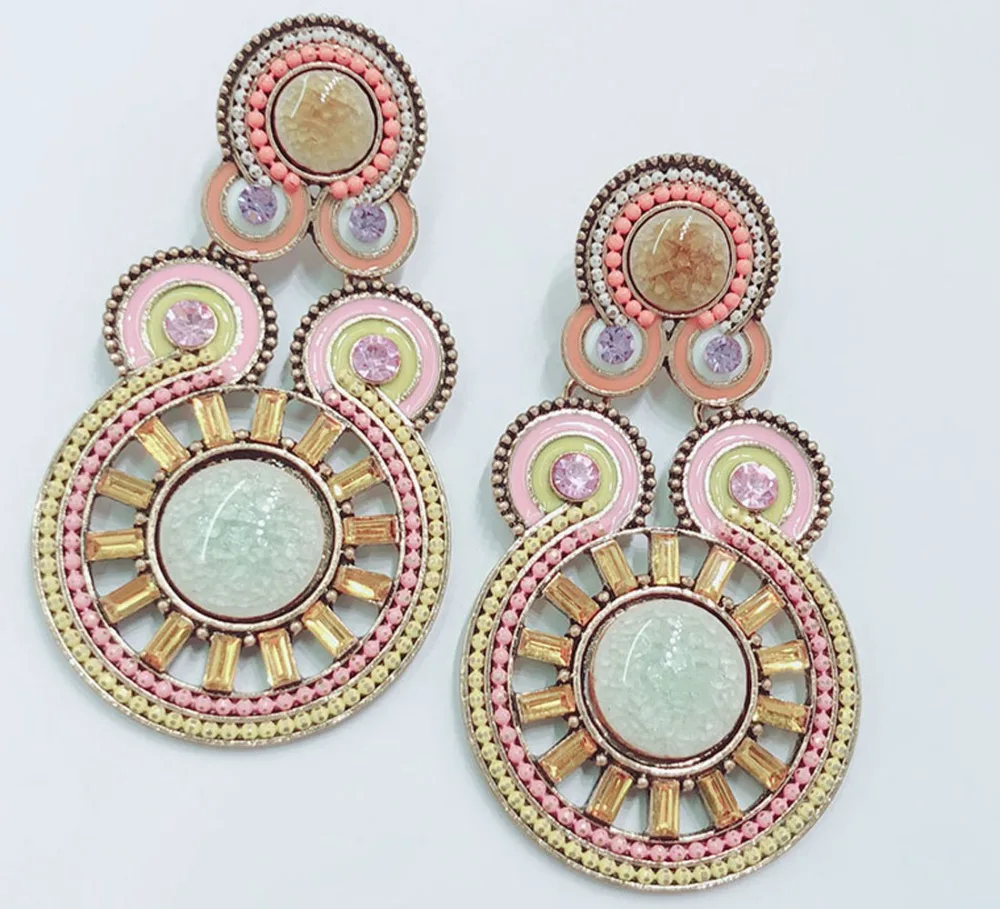 

YaYi Jewelry New Multi Glass Rhinestone Dangle Crystal Earring Women's Fashion Ancient Silver Color Gem Brand Earrings Gift