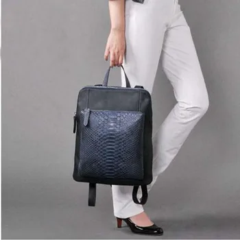 

mengzhongmeng Python skin Double shoulder bag female leather bag Korean version travel two shoulder women backpack