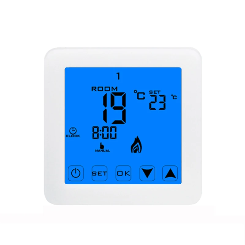 Цифровой сенсорный экран белый теплый температурный контроллер 220 В 16А ЖК-дисплей пол с подогревом комнатный термостат