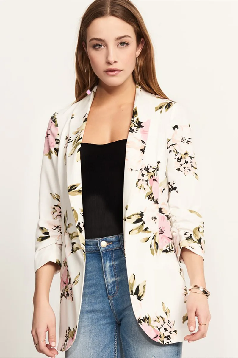 Mr.nut 2019 spring and autumn new hot peony print long-sleeved slim wild fashion jacket suit streetwear