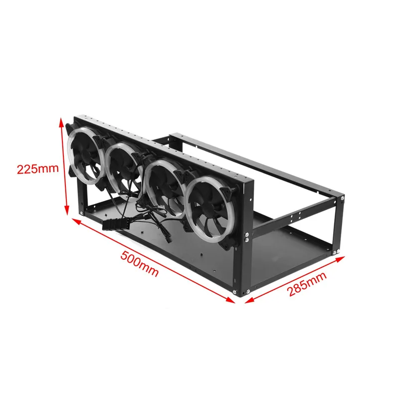 LEORY 6 GPU горнодобывающая машина чехол Ферма для майнинга рамка алюминиевый Штабелируемый чехол с 4 вентиляторами открытая воздушная рама поставка для горняков Биткойн