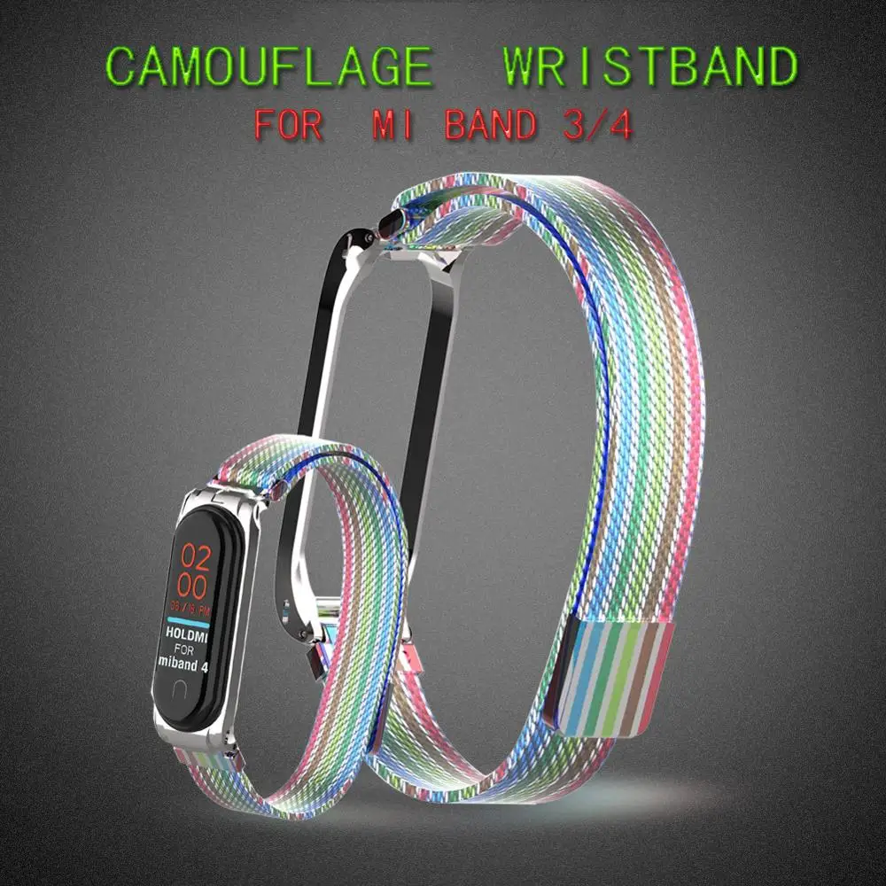 Мягкий Камуфляжный ремешок для смарт часов Miband 3 Mi Band 4 сменный наручных
