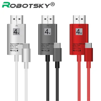 

Robotsky Type C to HDMI Adapter 4K USB Type-C 3.1 Male to HDMI Male Converter HDTV For MacBook Pro For Surface Book Samsung S9