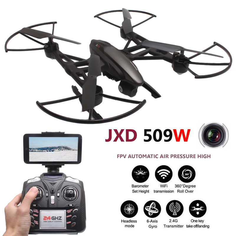 JXD 509W Quadcopter FPV Drons With Camera HD WIFI Quadrocopter camara Drones Com Camera Headless Mode Rc Helicoptero