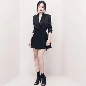 

Spring 2019 Mini A Line Dress Elegant Full Sexy Fashion Turn-Down Collar Women Night Club Body con Party Dresses Wholesale