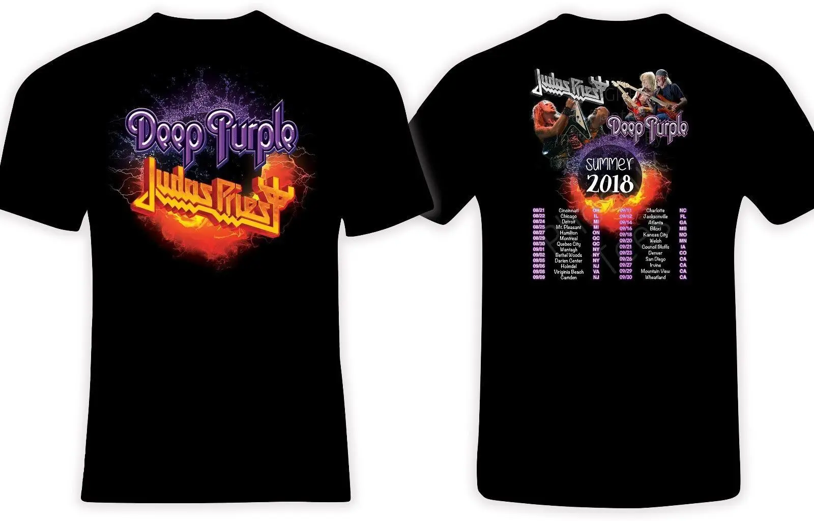 

Limited Judas Priest and Deep Purple Tour 2018 Summer Concert T Shirt S-5XL Short Sleeve Fashion Summer Printing Casual