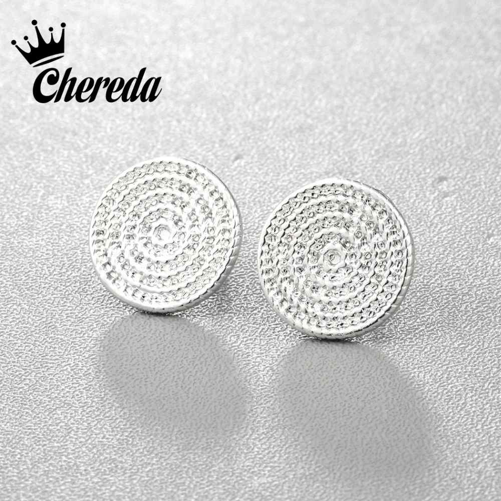 Chereda Coiled up Rope Round Stud Earrings Silver Gold Color Fashion Women Men Simple Shape Earing Fine Accessories | Украшения и