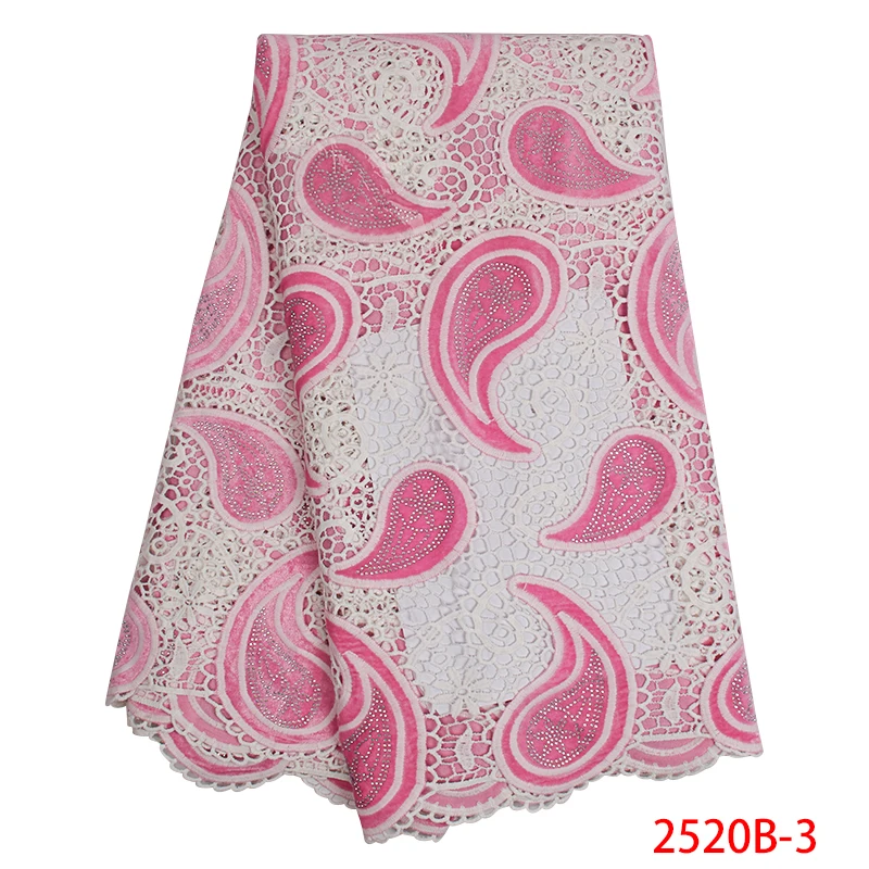 High Quality African French Lace Fabric Latest Guipure Cord Chemical with Stones for Wedding Dresses KS2520B-3 | Аксессуары для