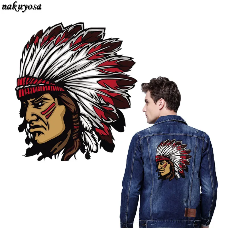 

Tide brand Indians head iron on patch DIY T-shirt Sweater thermal transfer paper patches for clothing parches ropa 25*22CM